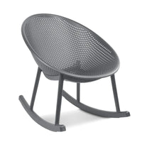 Chaise longue à bascule mid-century moderne en plastique avec pieds en plastique et assise perforée respirante en forme d'œuf pour usage intérieur/extérieur