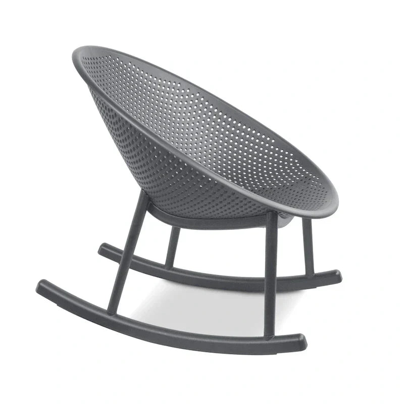 Chaise longue à bascule mid-century moderne en plastique avec pieds en plastique et assise perforée respirante en forme d'œuf pour usage intérieur/extérieur