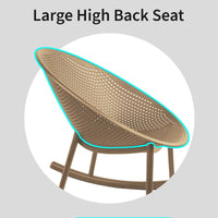 Chaise longue à bascule mid-century moderne en plastique avec pieds en plastique et assise perforée respirante en forme d'œuf pour usage intérieur/extérieur