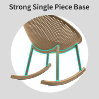 Chaise longue à bascule mid-century moderne en plastique avec pieds en plastique et assise perforée respirante en forme d'œuf pour usage intérieur/extérieur