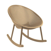 Chaise longue à bascule mid-century moderne en plastique avec pieds en plastique et assise perforée respirante en forme d'œuf pour usage intérieur/extérieur