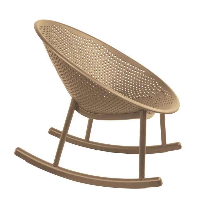 Chaise longue à bascule mid-century moderne en plastique avec pieds en plastique et assise perforée respirante en forme d'œuf pour usage intérieur/extérieur
