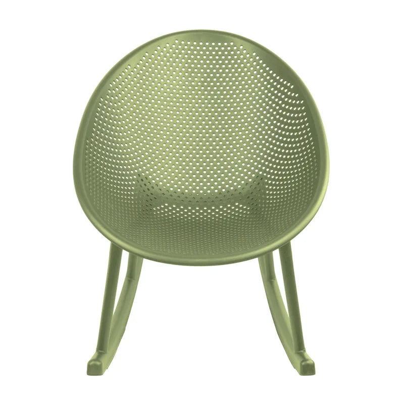 Chaise longue à bascule mid-century moderne en plastique avec pieds en plastique et assise perforée respirante en forme d'œuf pour usage intérieur/extérieur