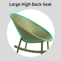 Chaise longue à bascule mid-century moderne en plastique avec pieds en plastique et assise perforée respirante en forme d'œuf pour usage intérieur/extérieur
