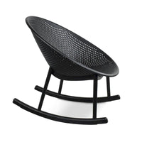 Chaise longue à bascule mid-century moderne en plastique avec pieds en plastique et assise perforée respirante en forme d'œuf pour usage intérieur/extérieur