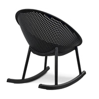 Chaise longue à bascule mid-century moderne en plastique avec pieds en plastique et assise perforée respirante en forme d'œuf pour usage intérieur/extérieur