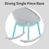Chaise longue à bascule mid-century moderne en plastique avec pieds en plastique et assise perforée respirante en forme d'œuf pour usage intérieur/extérieur