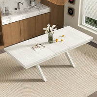 Table à manger rectangulaire extensible en bois massif de 228,6 cm VECELO, style moderne