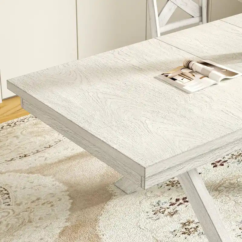 Table à manger rectangulaire extensible en bois massif de 228,6 cm VECELO, style moderne