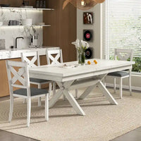 Table à manger rectangulaire extensible en bois massif de 228,6 cm VECELO, style moderne