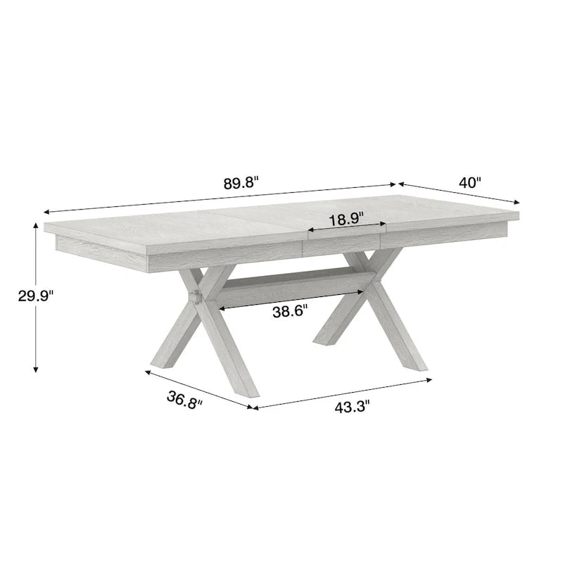 Table à manger rectangulaire extensible en bois massif de 228,6 cm VECELO, style moderne