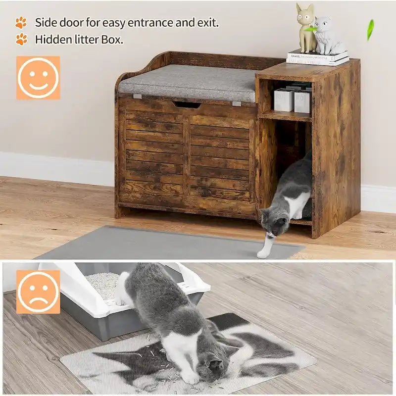 Bac à litière pour chat avec coussin