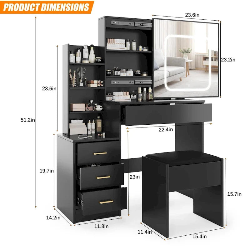 Coiffeuse avec Miroir et Lumières LED