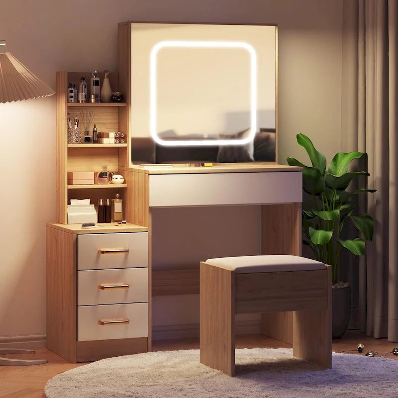 Coiffeuse avec Miroir et Lumières LED
