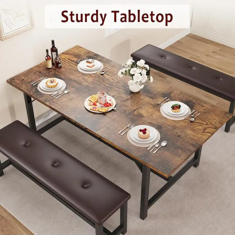 Ensemble de 3 grandes pièces : table de cuisine extensible pour 6 personnes