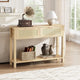 Console d'entrée, Console avec 2 tiroirs en rotin, Console en bois avec rangement