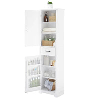 Meuble Colonne de Rangement de Salle de Bain, Meuble de Rangement sur Pied avec Deux Portes et Étagères Réglables, Porte-Serviettes Intégré