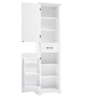 Meuble Colonne de Rangement de Salle de Bain, Meuble de Rangement sur Pied avec Deux Portes et Étagères Réglables, Porte-Serviettes Intégré