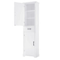 Meuble Colonne de Rangement de Salle de Bain, Meuble de Rangement sur Pied avec Deux Portes et Étagères Réglables, Porte-Serviettes Intégré