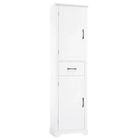Meuble Colonne de Rangement de Salle de Bain, Meuble de Rangement sur Pied avec Deux Portes et Étagères Réglables, Porte-Serviettes Intégré