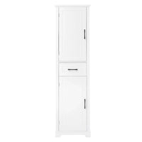 Meuble Colonne de Rangement de Salle de Bain, Meuble de Rangement sur Pied avec Deux Portes et Étagères Réglables, Porte-Serviettes Intégré