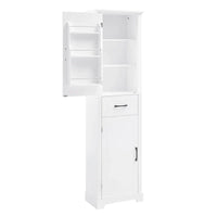 Meuble Colonne de Rangement de Salle de Bain, Meuble de Rangement sur Pied avec Deux Portes et Étagères Réglables, Porte-Serviettes Intégré