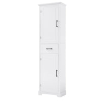 Meuble Colonne de Rangement de Salle de Bain, Meuble de Rangement sur Pied avec Deux Portes et Étagères Réglables, Porte-Serviettes Intégré