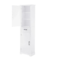 Meuble Colonne de Rangement de Salle de Bain, Meuble de Rangement sur Pied avec Deux Portes et Étagères Réglables, Porte-Serviettes Intégré