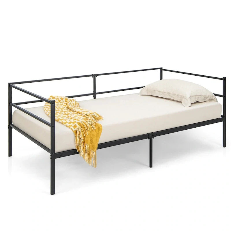 Cadre de lit de repos jumeau en métal Gymax, canapé-lit plateforme polyvalent pour salon