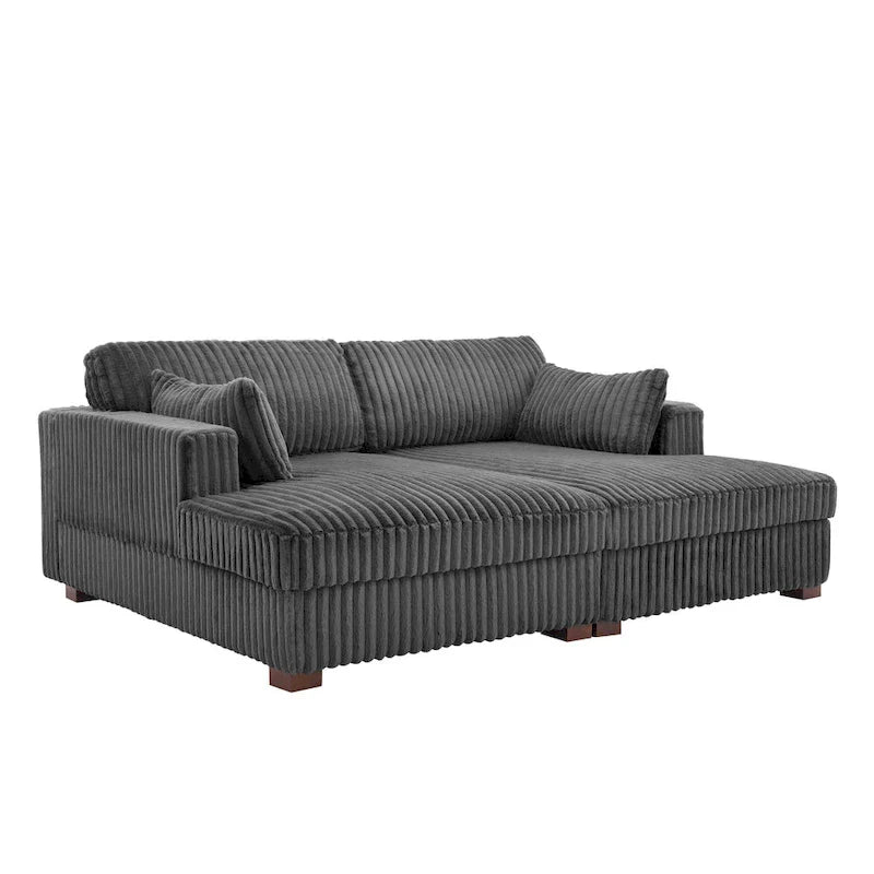 Canapé Sectionnel Modulable Méridienne Sophia 84 pouces de large en Velours Côtelé Moelleux