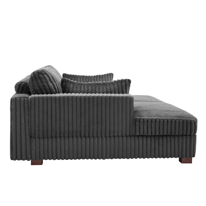 Canapé Sectionnel Modulable Méridienne Sophia 84 pouces de large en Velours Côtelé Moelleux