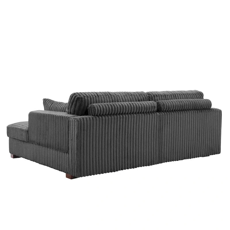 Canapé Sectionnel Modulable Méridienne Sophia 84 pouces de large en Velours Côtelé Moelleux