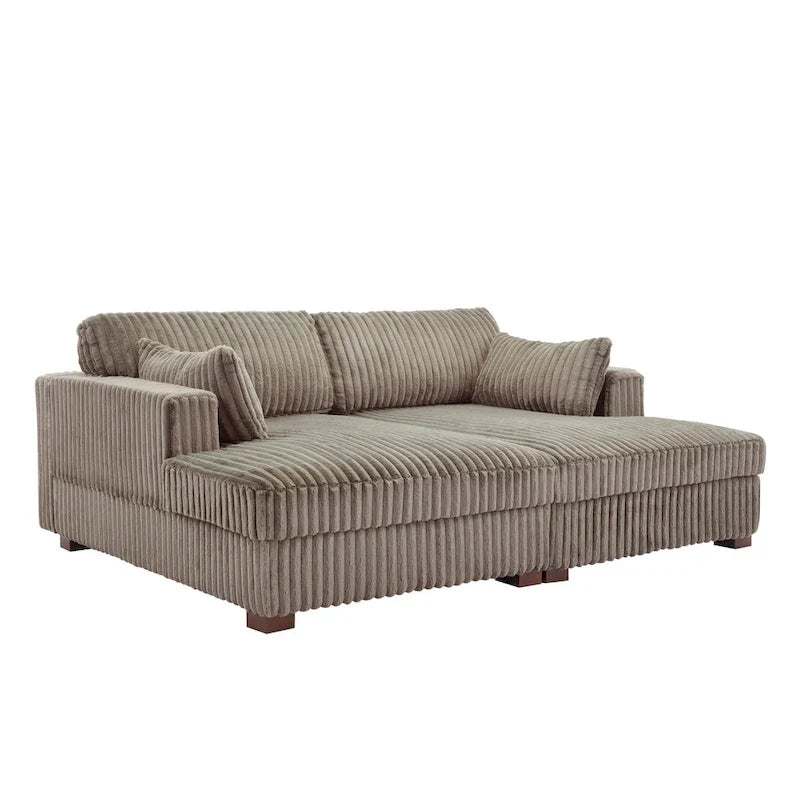 Canapé Sectionnel Modulable Méridienne Sophia 84 pouces de large en Velours Côtelé Moelleux