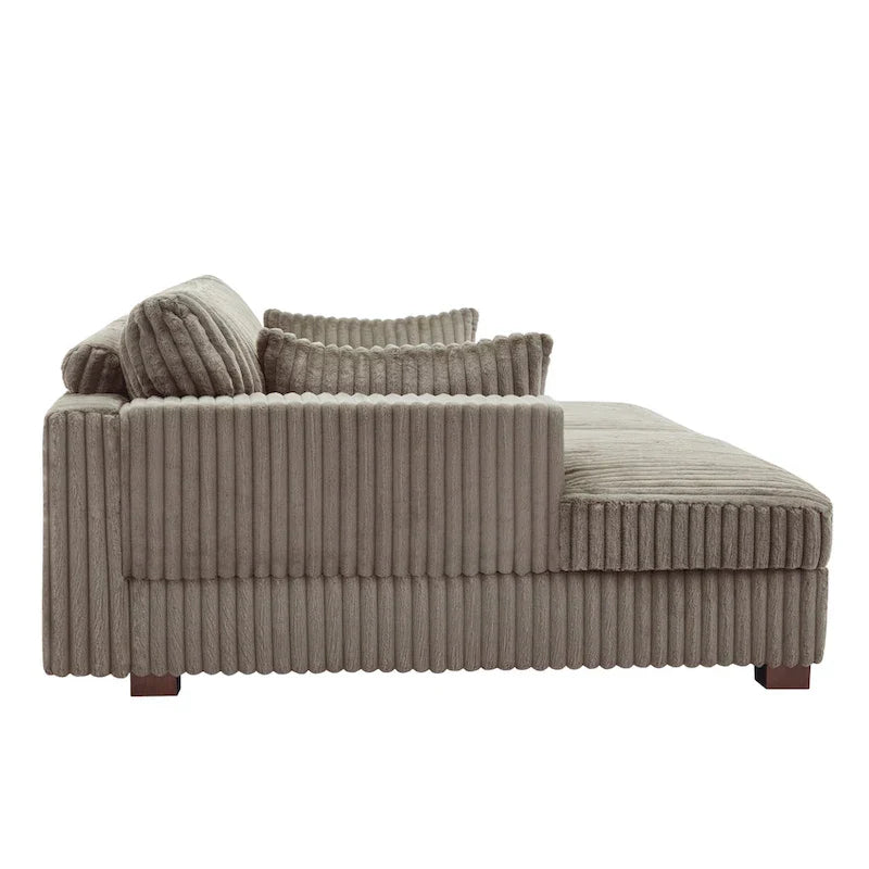 Canapé Sectionnel Modulable Méridienne Sophia 84 pouces de large en Velours Côtelé Moelleux