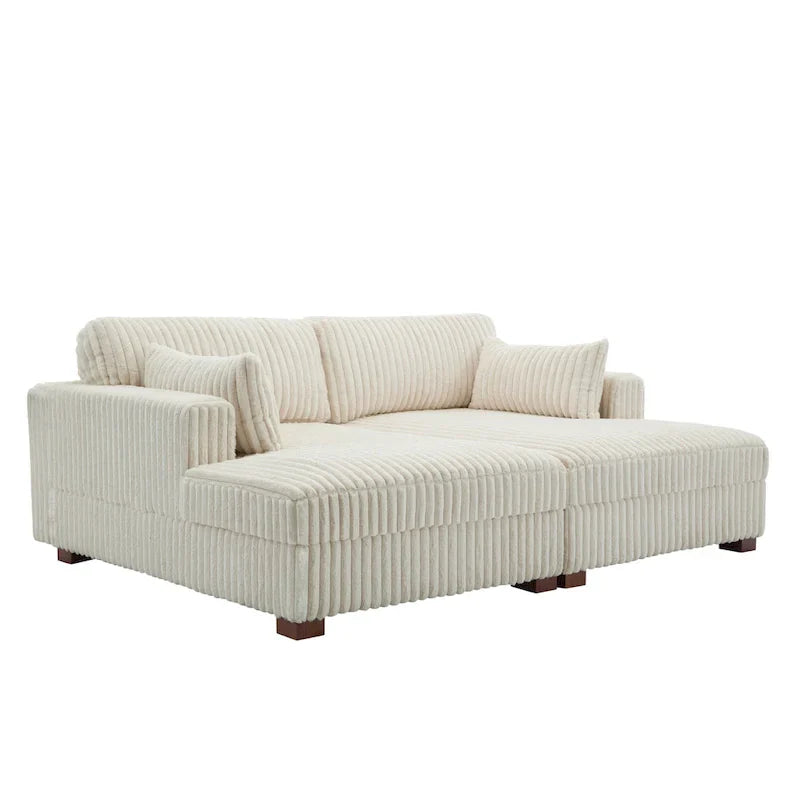 Canapé Sectionnel Modulable Méridienne Sophia 84 pouces de large en Velours Côtelé Moelleux