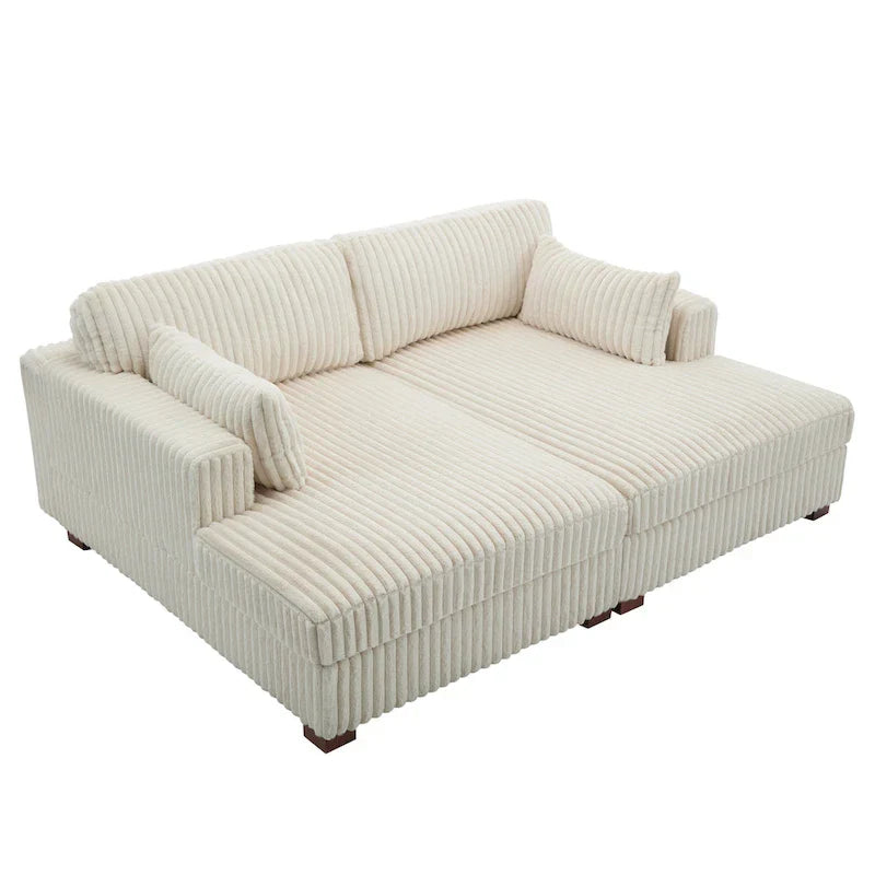 Canapé Sectionnel Modulable Méridienne Sophia 84 pouces de large en Velours Côtelé Moelleux