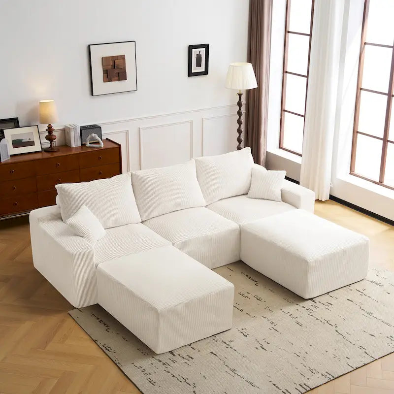 GDFStudio - Olivia Morgan Canapé nuage ultra-doux modulable 110 pouces en forme de L sans assemblage, confort à compression totale