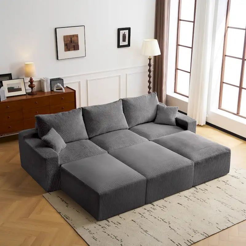 GDFStudio - Olivia Morgan Canapé nuage ultra-doux modulable 110 pouces en forme de L sans assemblage, confort à compression totale