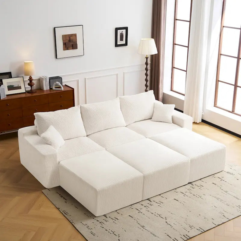 GDFStudio - Olivia Morgan Canapé nuage ultra-doux modulable 110 pouces en forme de L sans assemblage, confort à compression totale