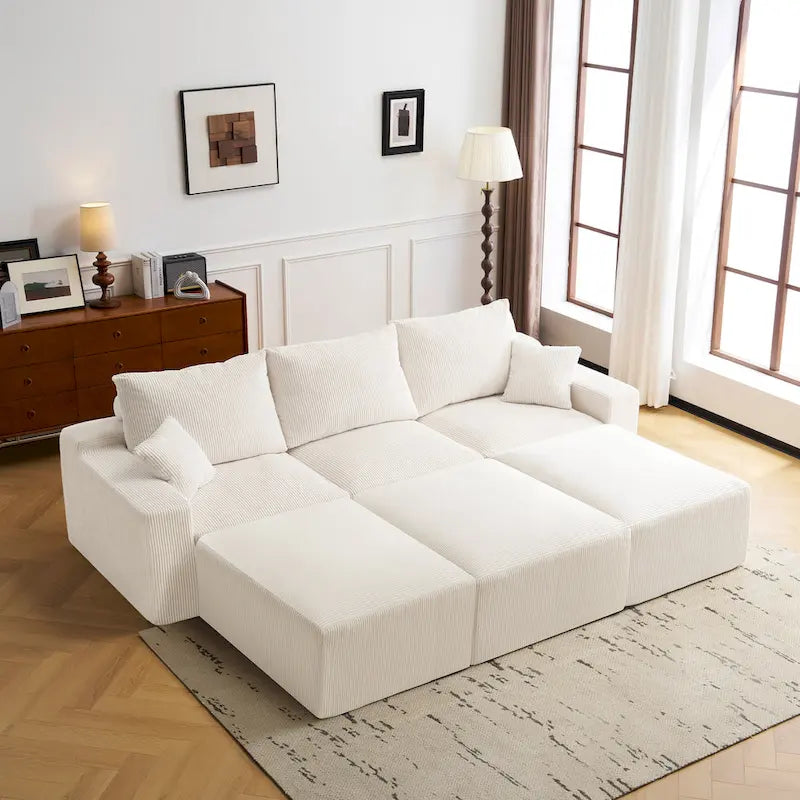 GDFStudio - Olivia Morgan Canapé nuage ultra-doux modulable 110 pouces en forme de L sans assemblage, confort à compression totale
