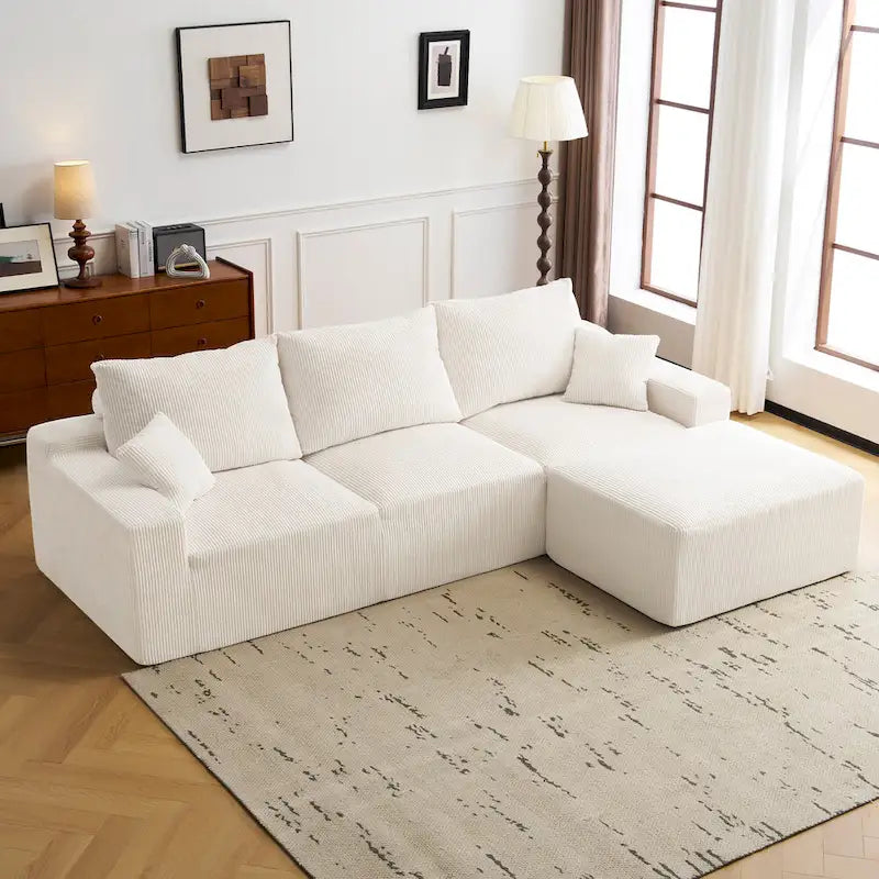 GDFStudio - Olivia Morgan Canapé nuage ultra-doux modulable 110 pouces en forme de L sans assemblage, confort à compression totale