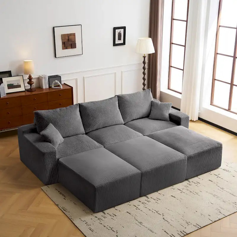 GDFStudio - Olivia Morgan Canapé nuage ultra-doux modulable 110 pouces en forme de L sans assemblage, confort à compression totale