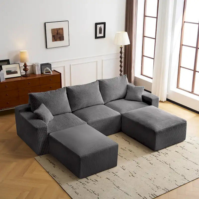 GDFStudio - Olivia Morgan Canapé nuage ultra-doux modulable 110 pouces en forme de L sans assemblage, confort à compression totale
