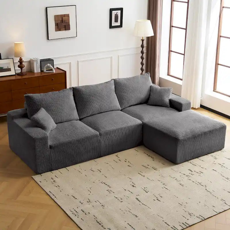GDFStudio - Olivia Morgan Canapé nuage ultra-doux modulable 110 pouces en forme de L sans assemblage, confort à compression totale