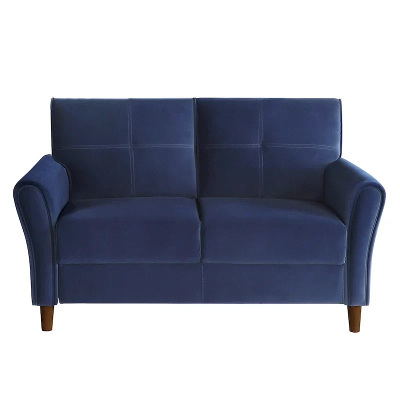 Causeuse confort 1 pièce rembourrée en velours brun, dossiers moelleux, détail capitonné, structure en bois massif, mobilier de salon moderne