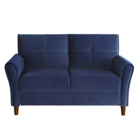 Causeuse confort 1 pièce rembourrée en velours brun, dossiers moelleux, détail capitonné, structure en bois massif, mobilier de salon moderne