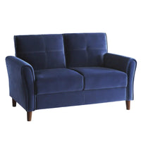 Causeuse confort 1 pièce rembourrée en velours brun, dossiers moelleux, détail capitonné, structure en bois massif, mobilier de salon moderne