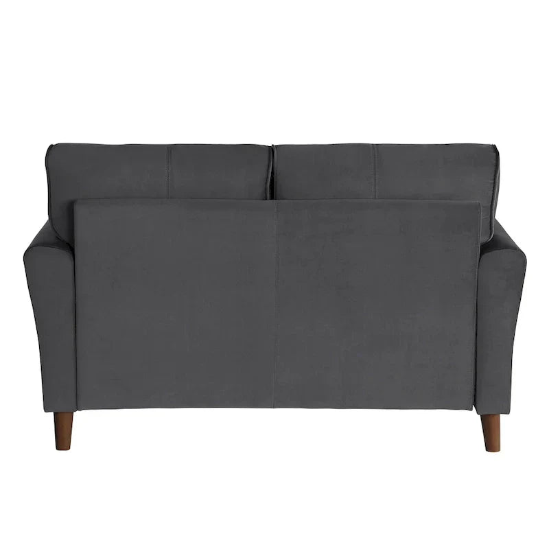 Causeuse confort 1 pièce rembourrée en velours brun, dossiers moelleux, détail capitonné, structure en bois massif, mobilier de salon moderne