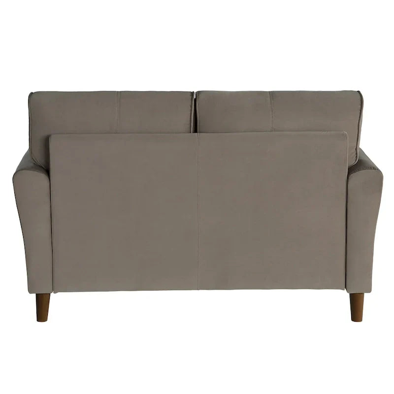 Causeuse confort 1 pièce rembourrée en velours brun, dossiers moelleux, détail capitonné, structure en bois massif, mobilier de salon moderne
