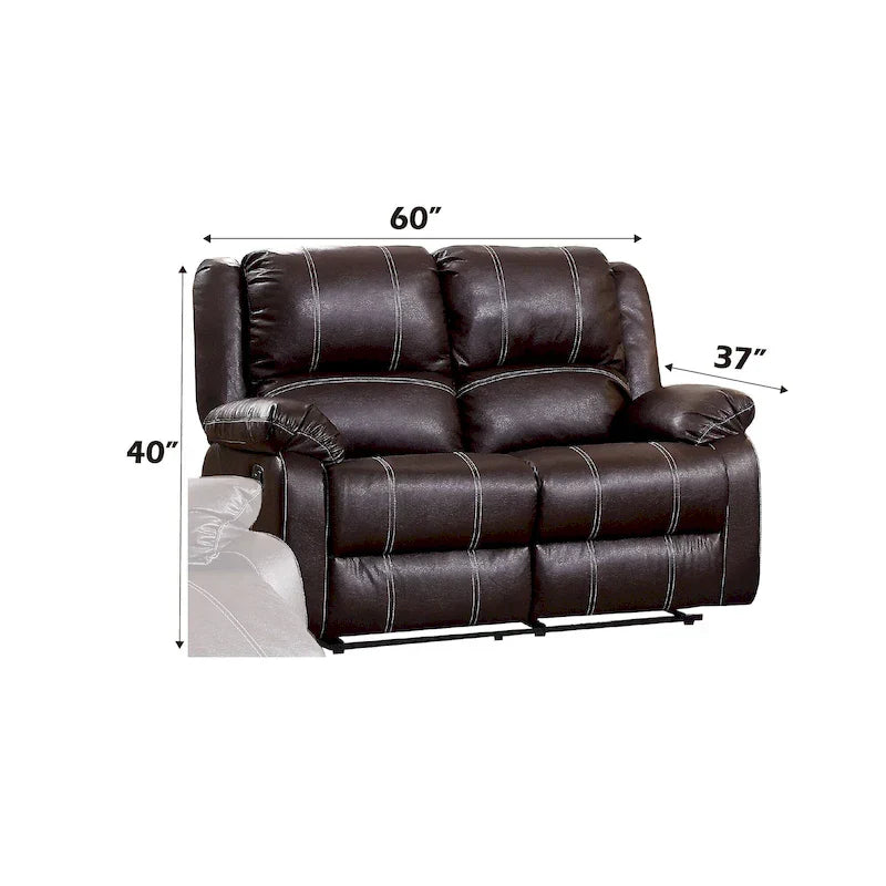 Causeuse inclinable en cuir synthétique brun